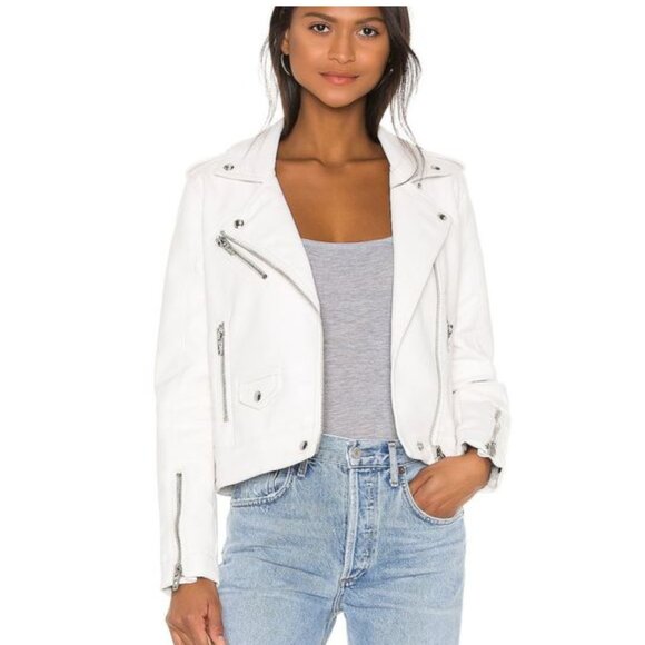 Blank NYC Jackets & Blazers - Blank NYC vegan faux white leather moto jacket